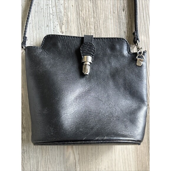 Vera Pelle Crossbody Purse Authentic Black Cross Body. Bag Made in Italy - Picture 6 of 16